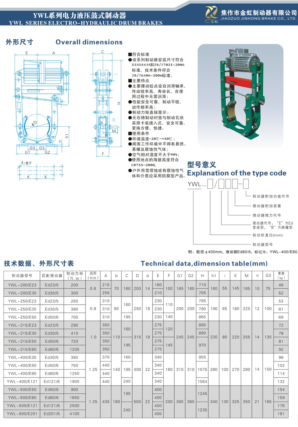 YWL系列电力液压鼓式制动器-1